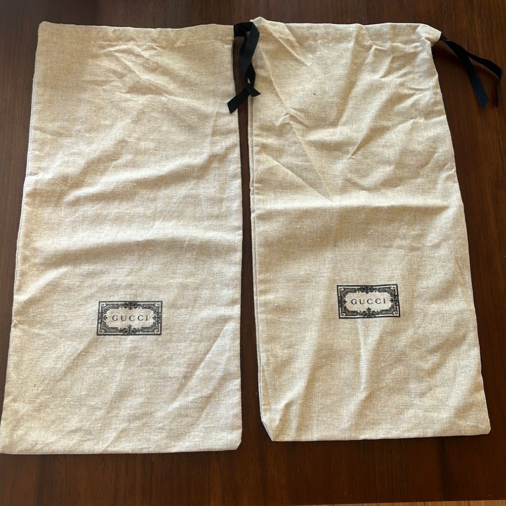 Gucci Natural Brown Linen Style Small Shoe Dust bags Set Of 2